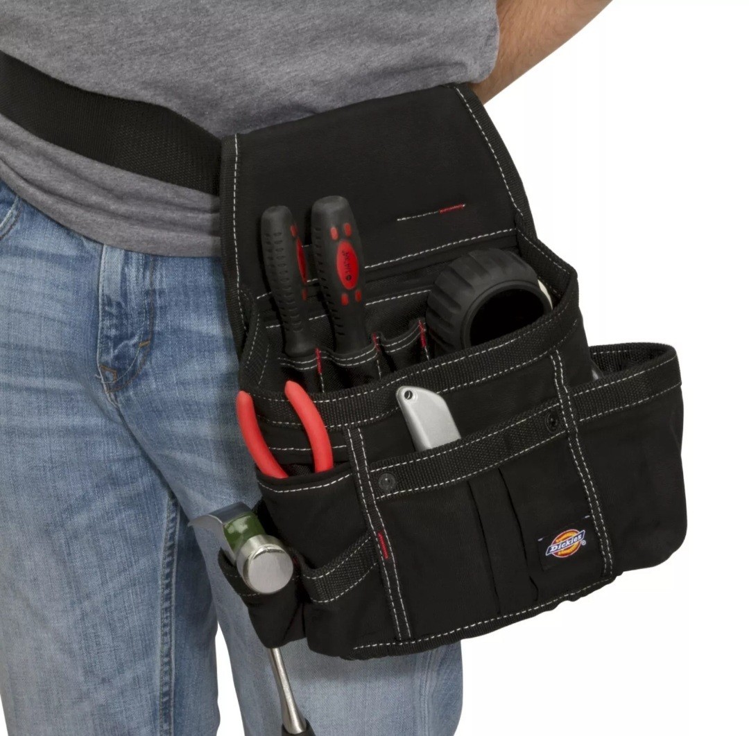 DICKIES Tool Belt Pouch 8 Pocket Webbing Reinforced Black 57054 *FREE SHIPPING*