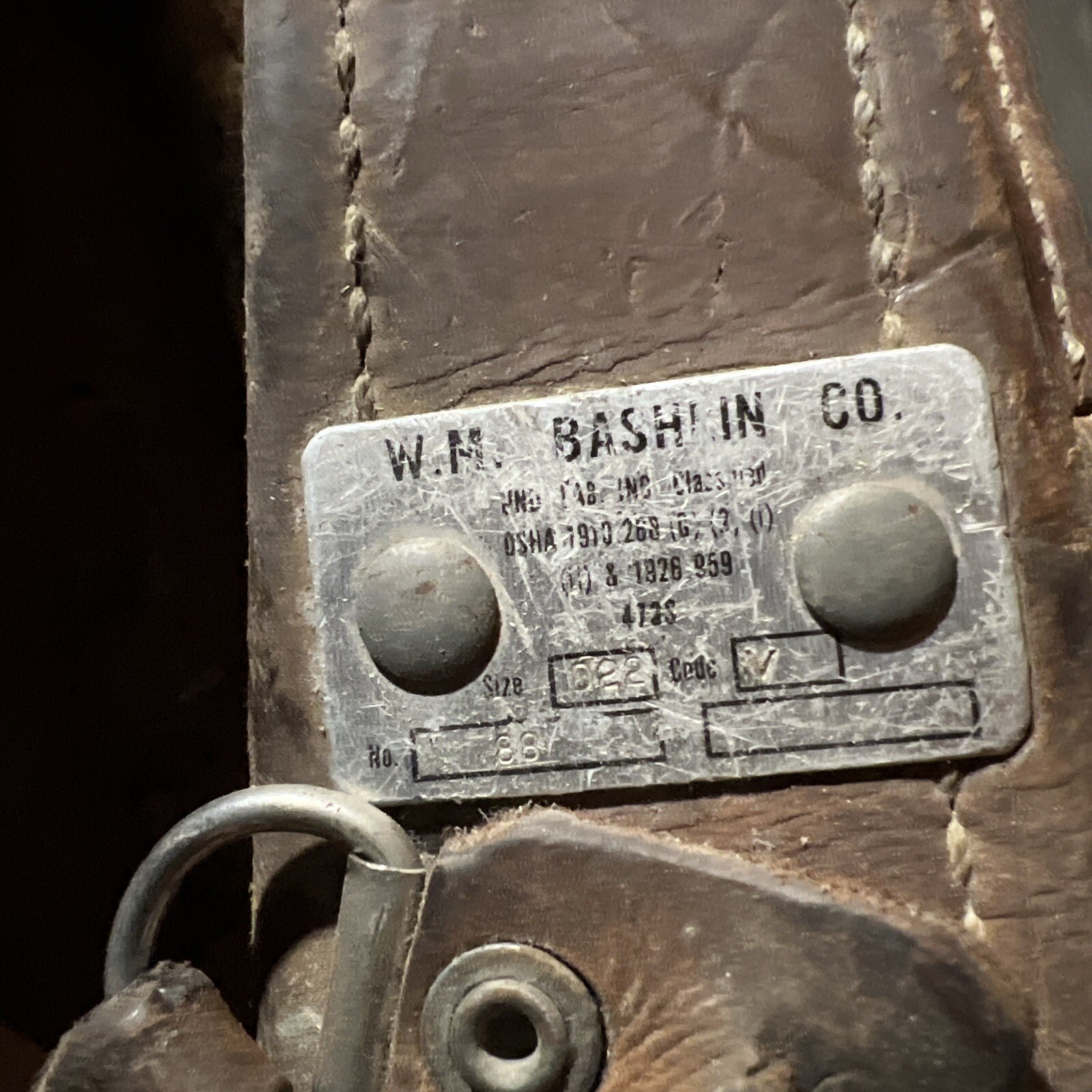 Vintage W. M. Bashlin Co, Adjustable Linesman Tool Belt, SIZE D-22, No. 88