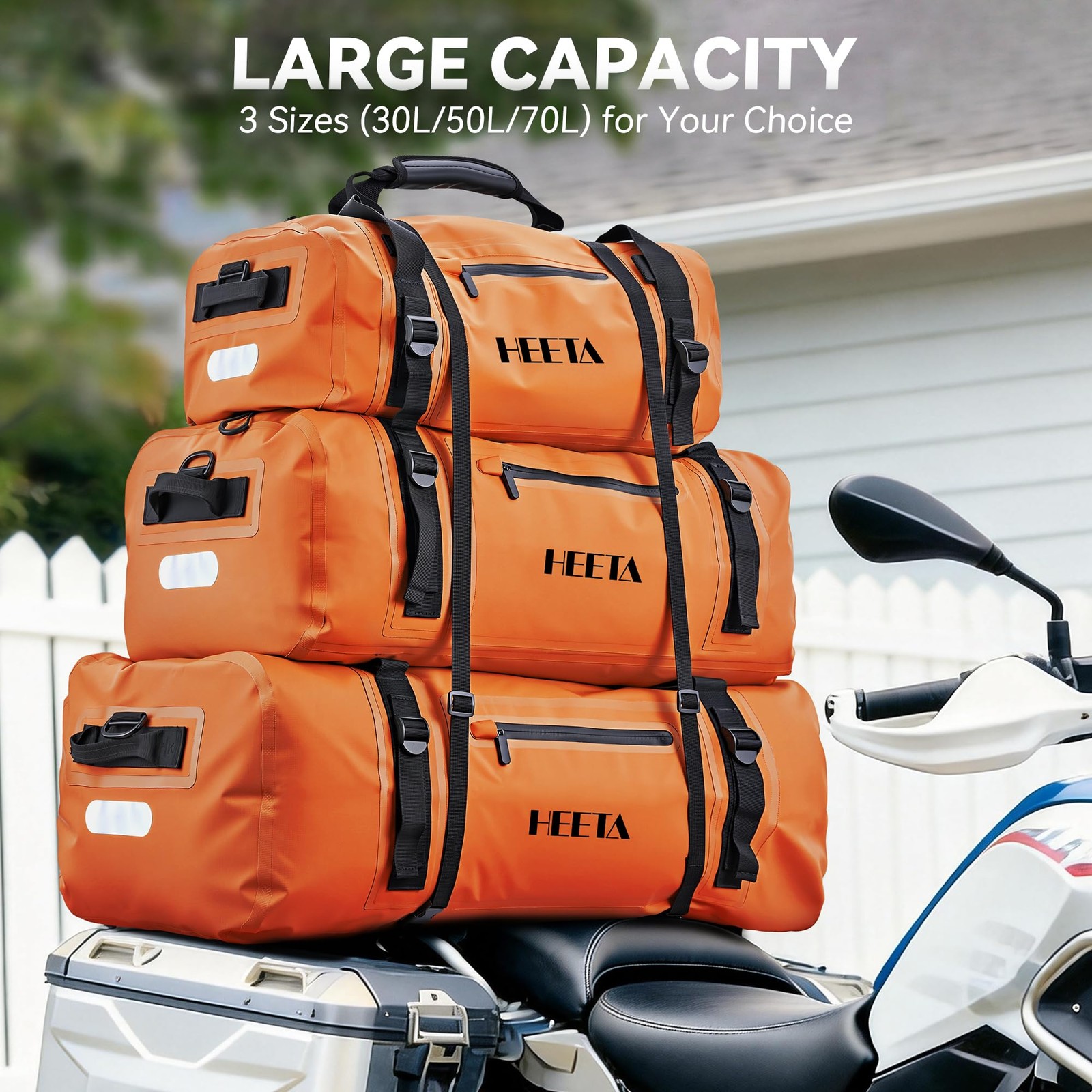Waterproof Motorcycle Dry Bag, Waterproof Duffel Luggage Travel Bags with Zip…