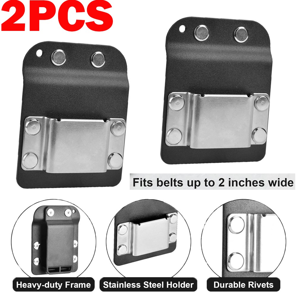 2PACK Clip On Tool Belt Cordless Drill Holder Tape Hook Holster Black