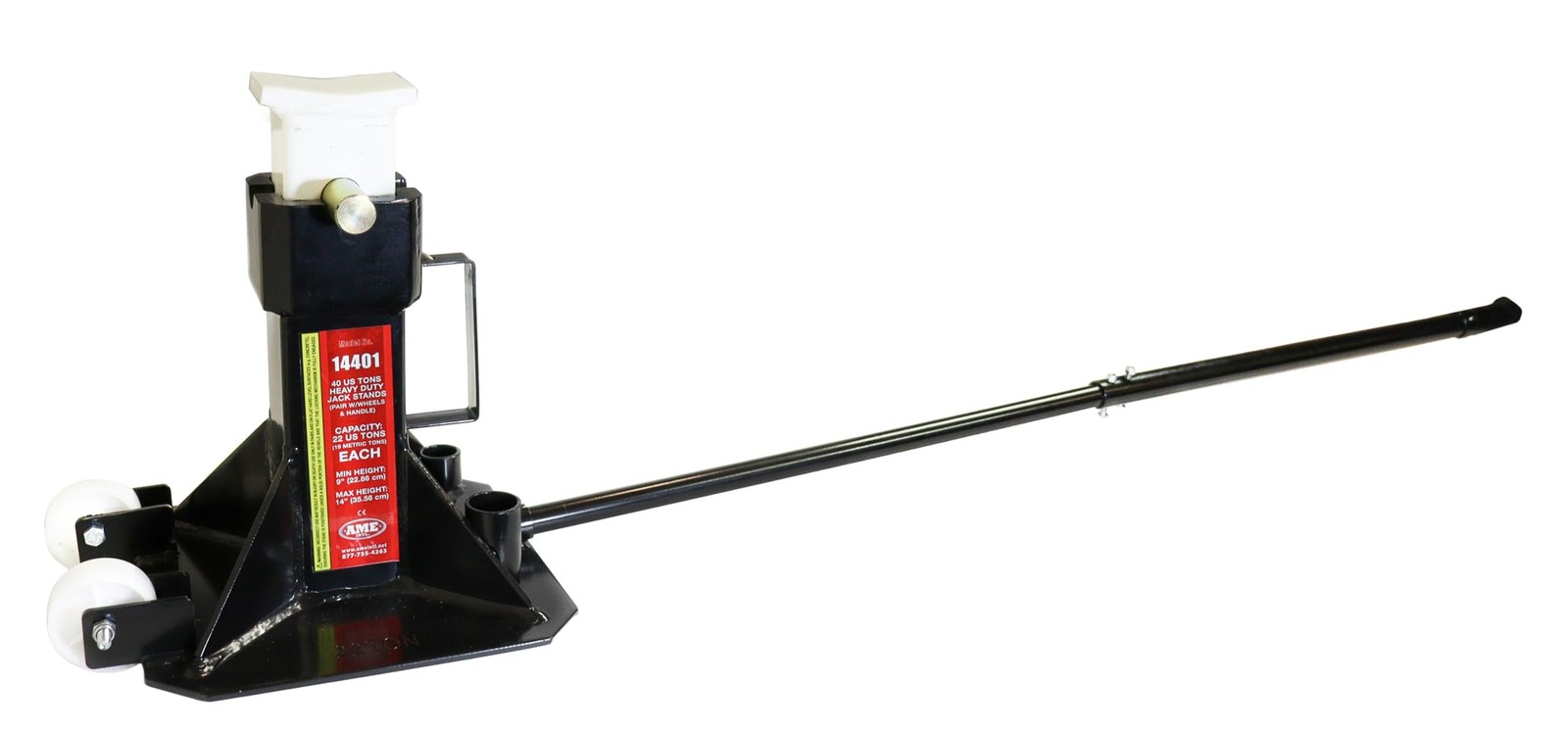 AME INTL 14401 Heavy Duty Jack Stand, 22 Ton Pair, Wheeled with Handle for Ea…
