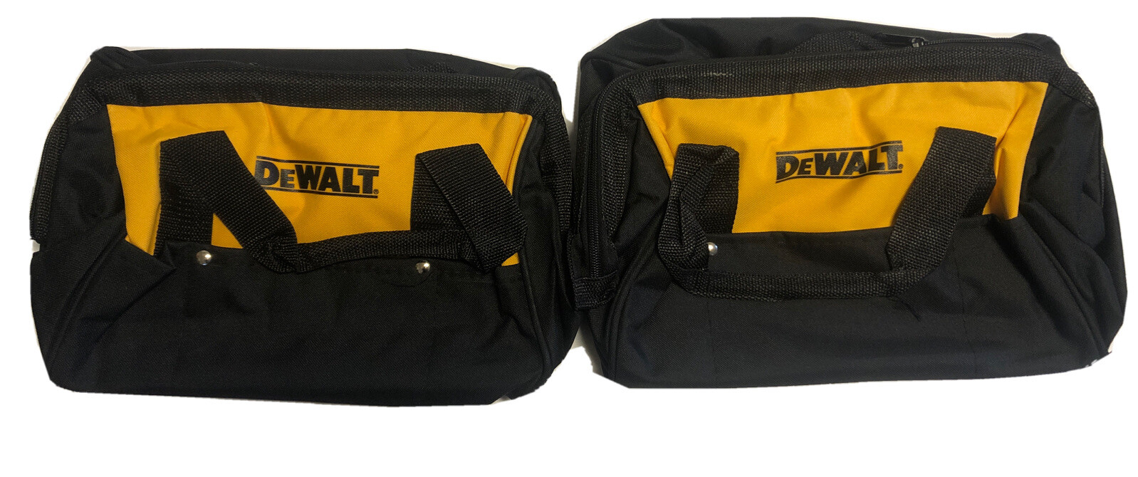 (2) NEW DEWALT 13″ X 10″ X 9″ Heavy Duty Medium Tool Bags w/ 6 Pockets + Skids