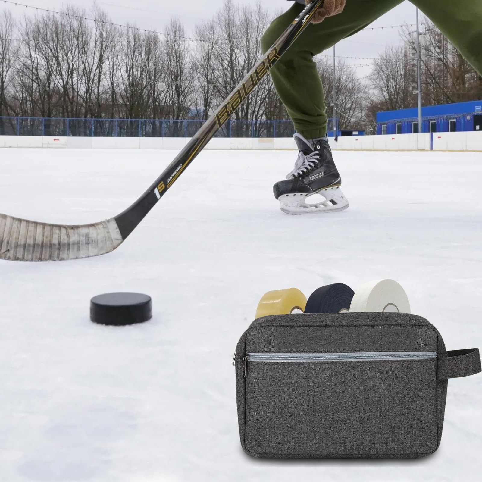 8 In 1 Hockey Tape Bag with Hockey Accessories,Loaded Accessory Bag with 3 Ro…