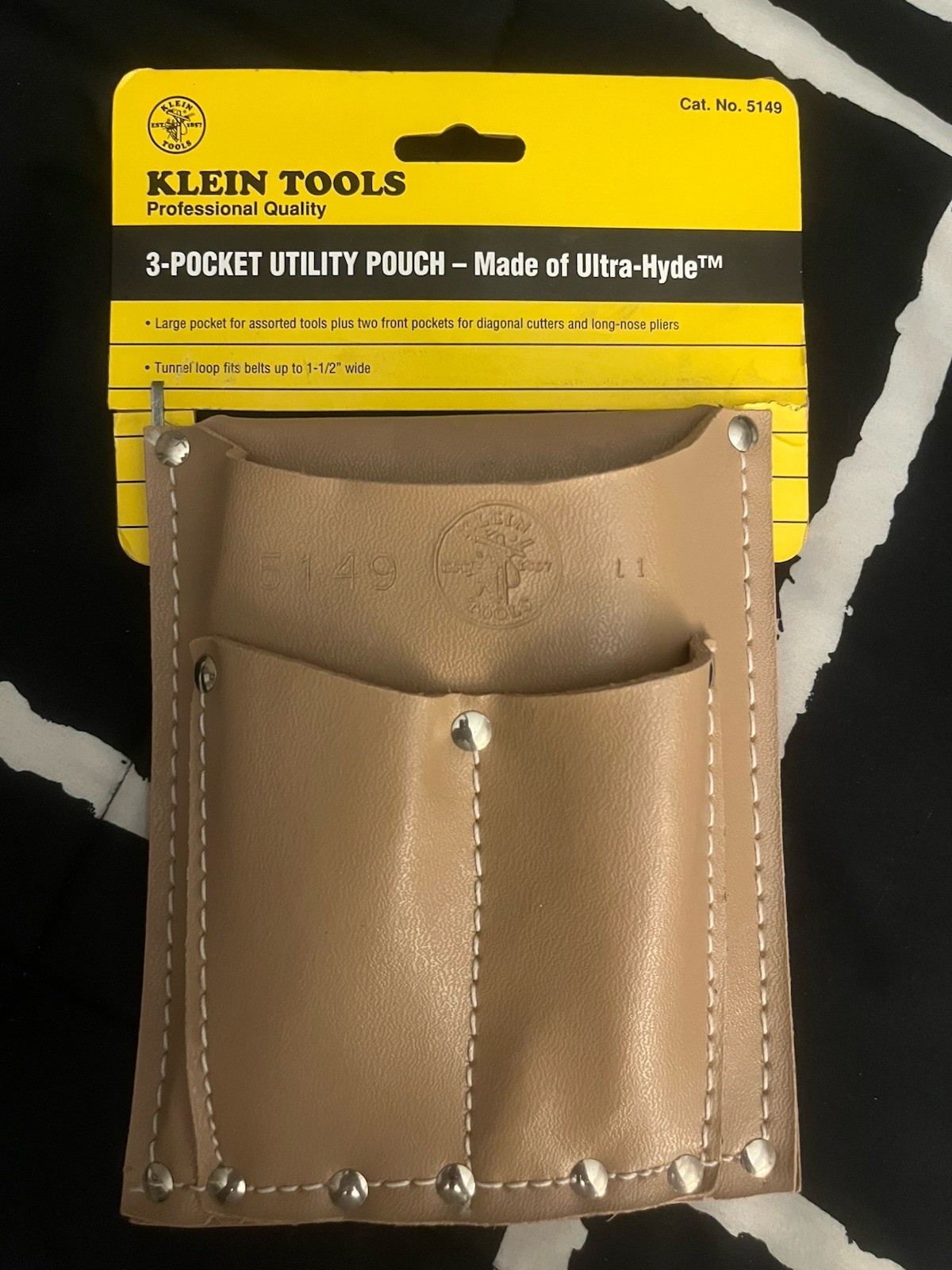Klein Tools 5149 3-Pocket Ultra-Hyde Tool Pouch, Tan, 1 Count *Vintage 1994*
