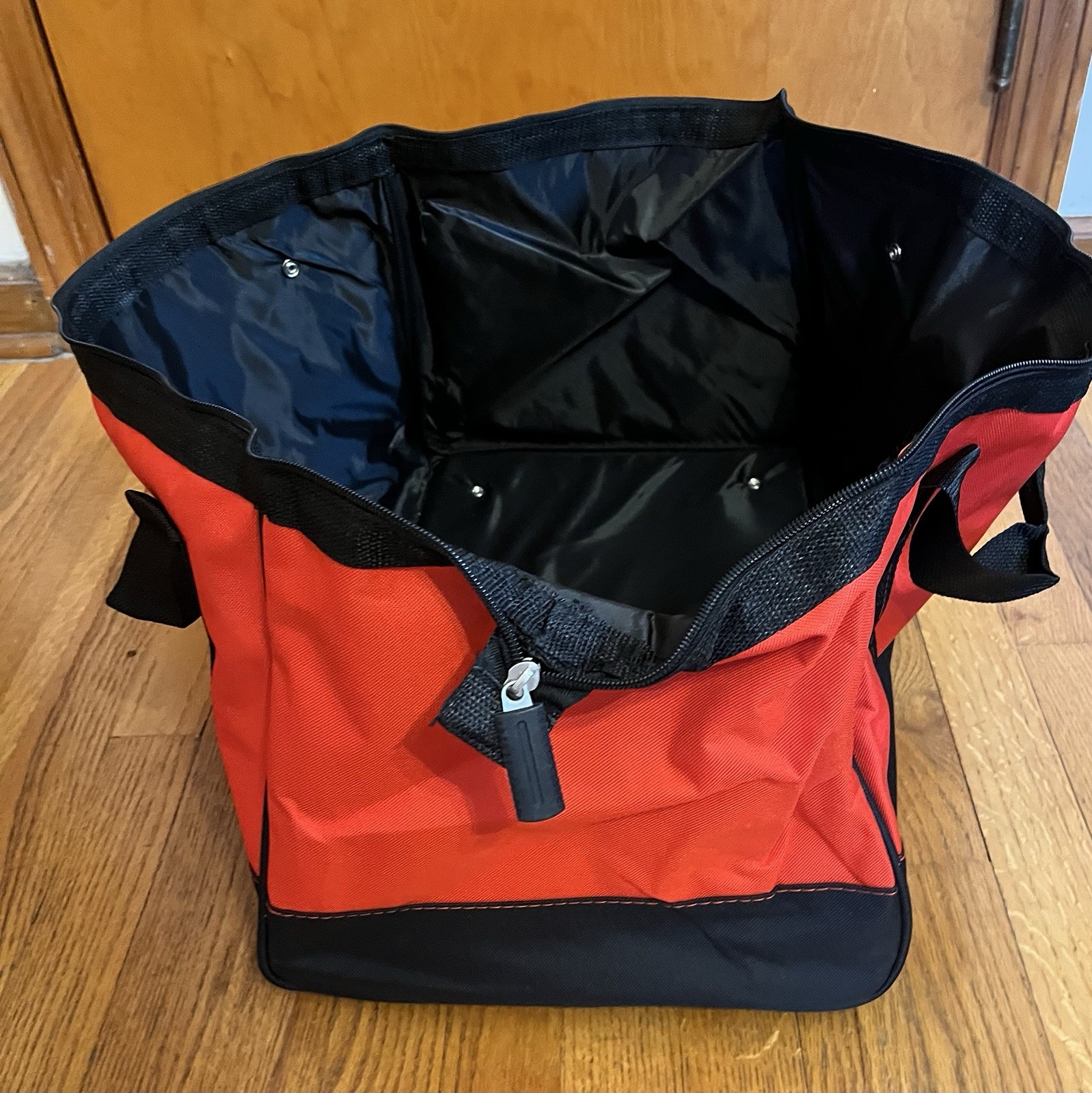 Craftsman Tool Bag Tote 18” x 12” x 12” Red Black Soft Sides Hard Base Zipper