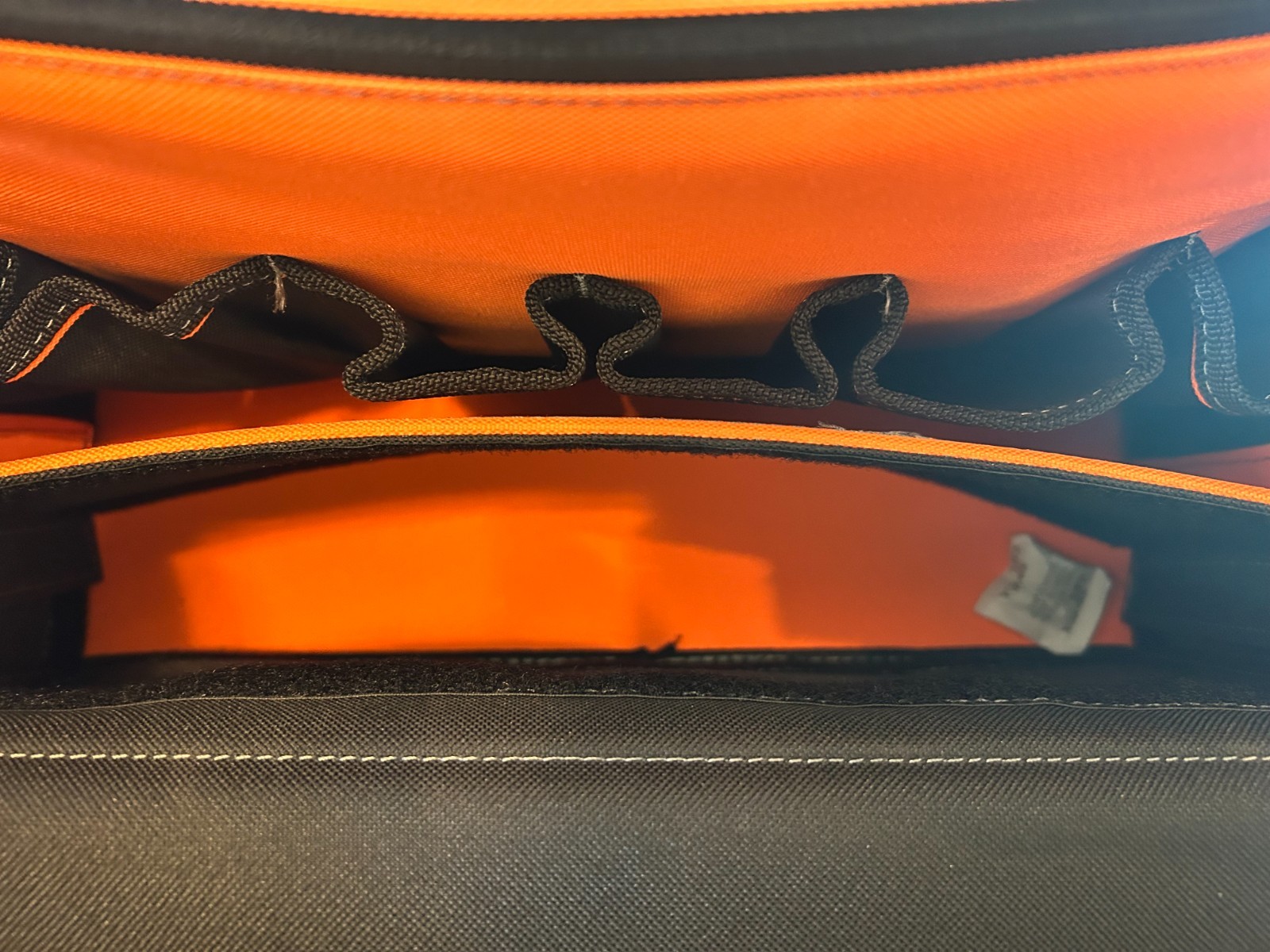 WELKINLAND 15-Pockets Electrician Tool Box Shoulder Tote Bag Large Black Orange