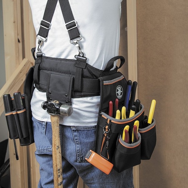 Klein Tools 55429 Black Ballistic Nylon Tool Belt, 26 Pockets, 55429