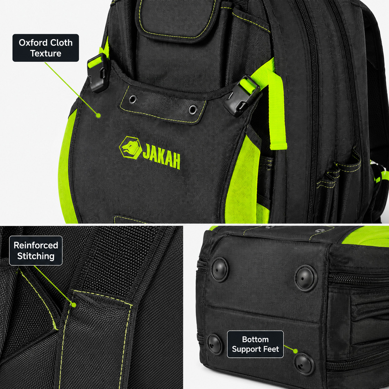 42 Pocket Tool Backpack Waterproof Bottom Electrician Organizer Bag Green