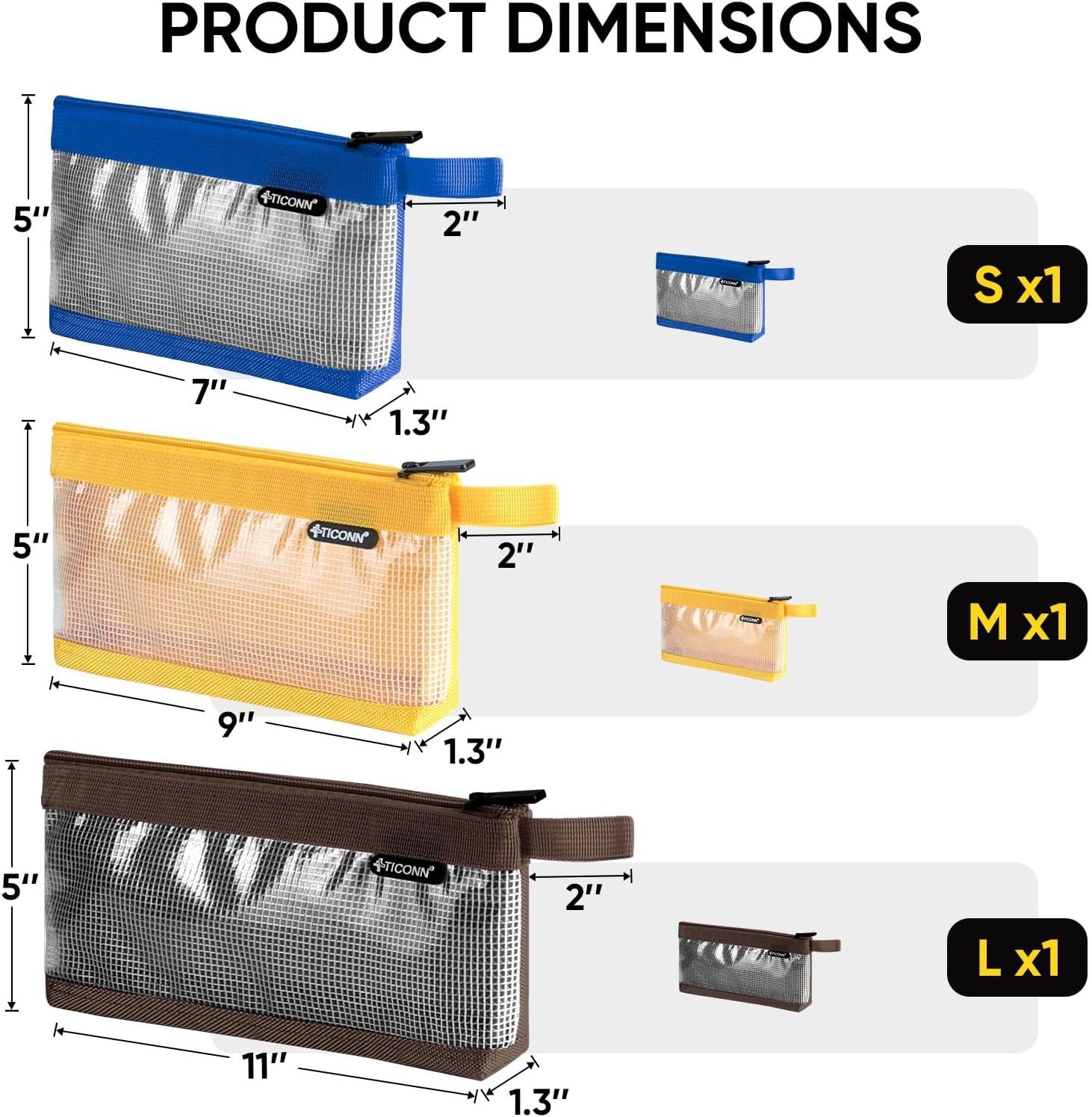 3-Pack Tool Pouch Set – Durable 1680D Oxford Utility Bags with Clear Zipper