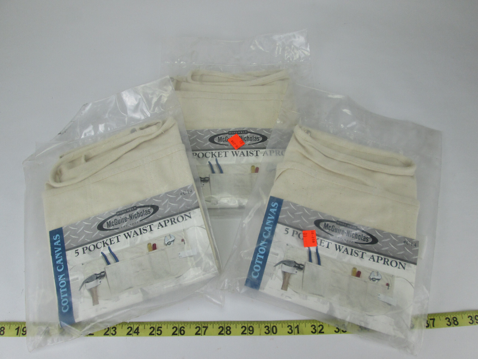 Lot of 3 New McGuire Nicholas 5 Pocket w Hammer Loops Waist Apron Cotton Canvas