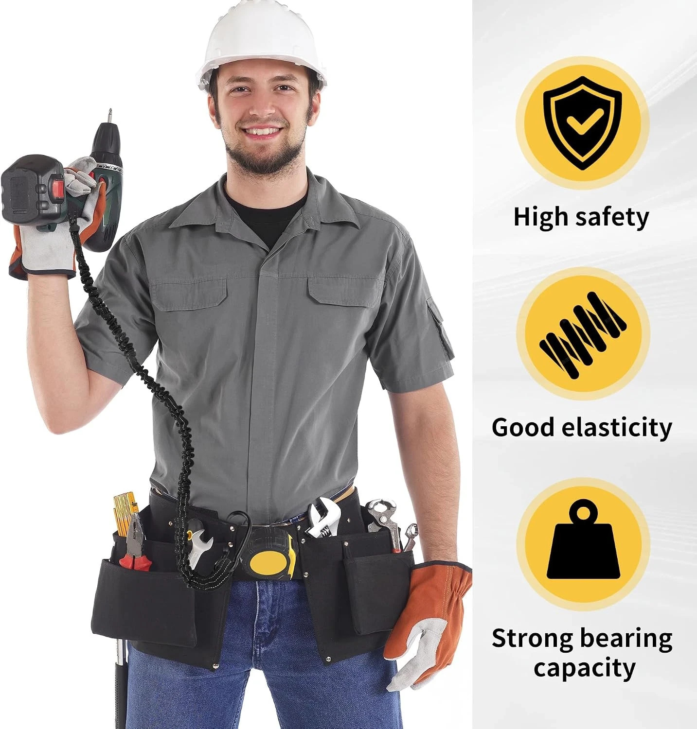 12 Pack Black Tool Lanyards for Hand Tools Lanyard Safety Tool Leash Retractab