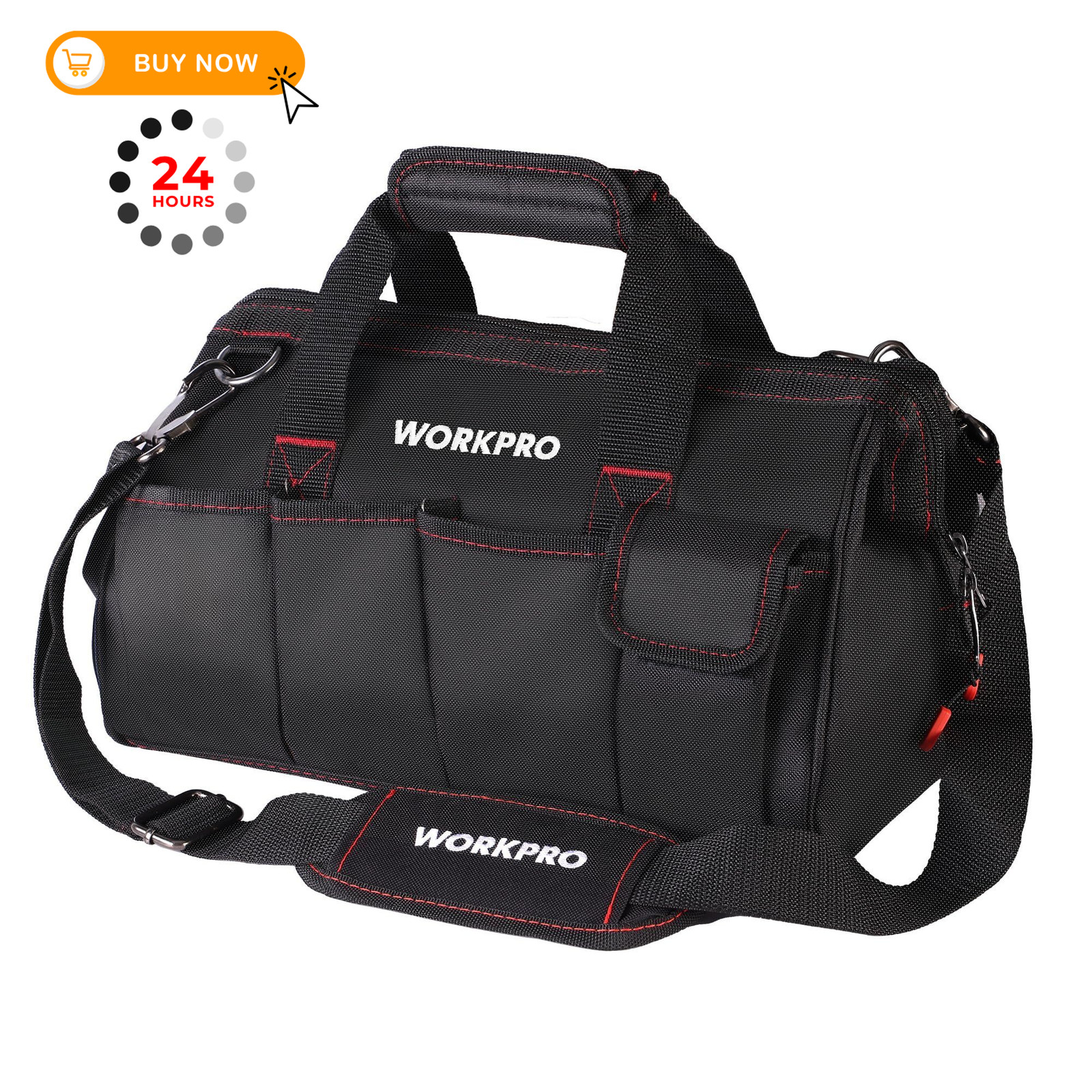 WORKPRO 14-inch Tool Bag, Multi-pocket Organizer with 14 inches, black