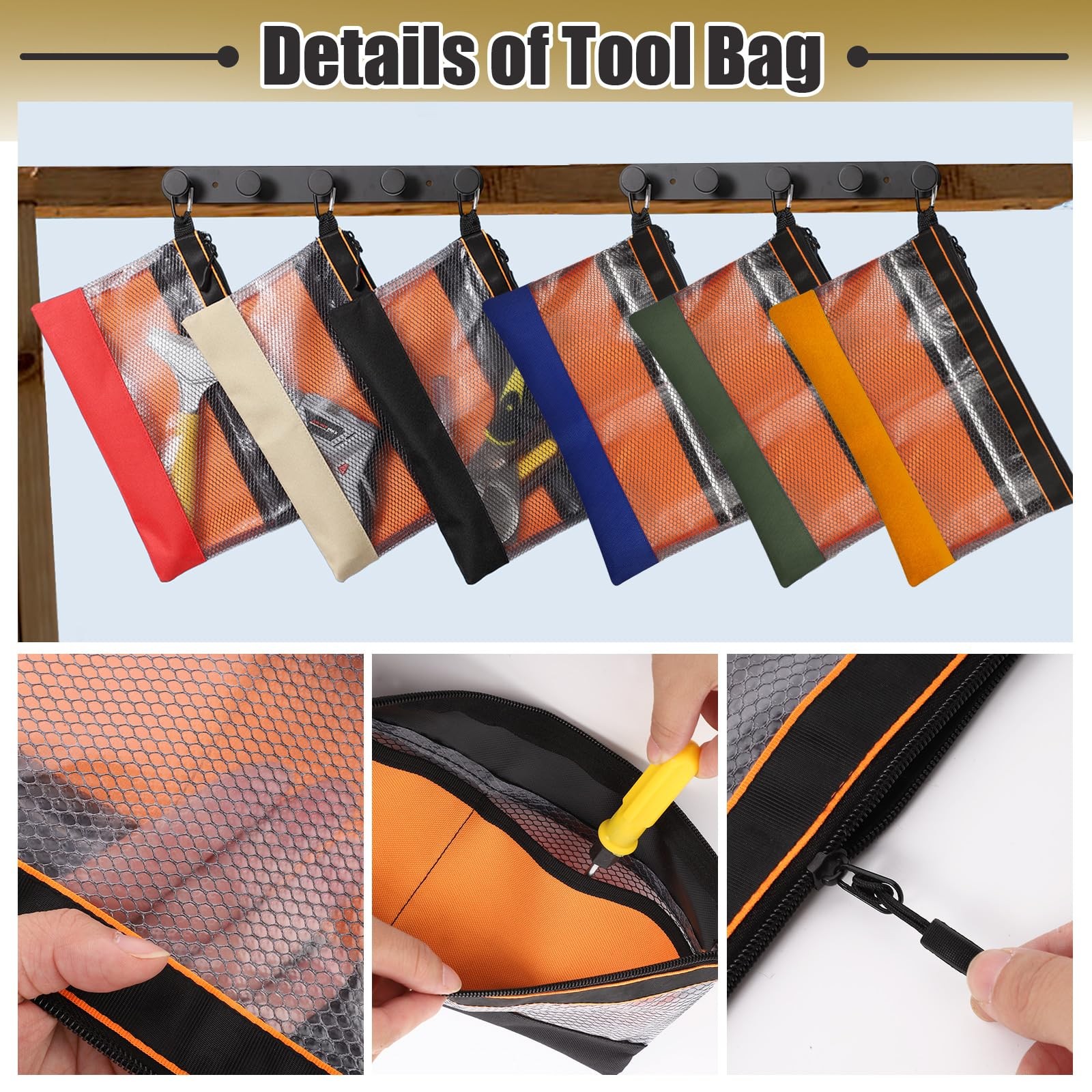 6 Pcs 11.8″ Clear Tool Pouch Tool pouch Bags