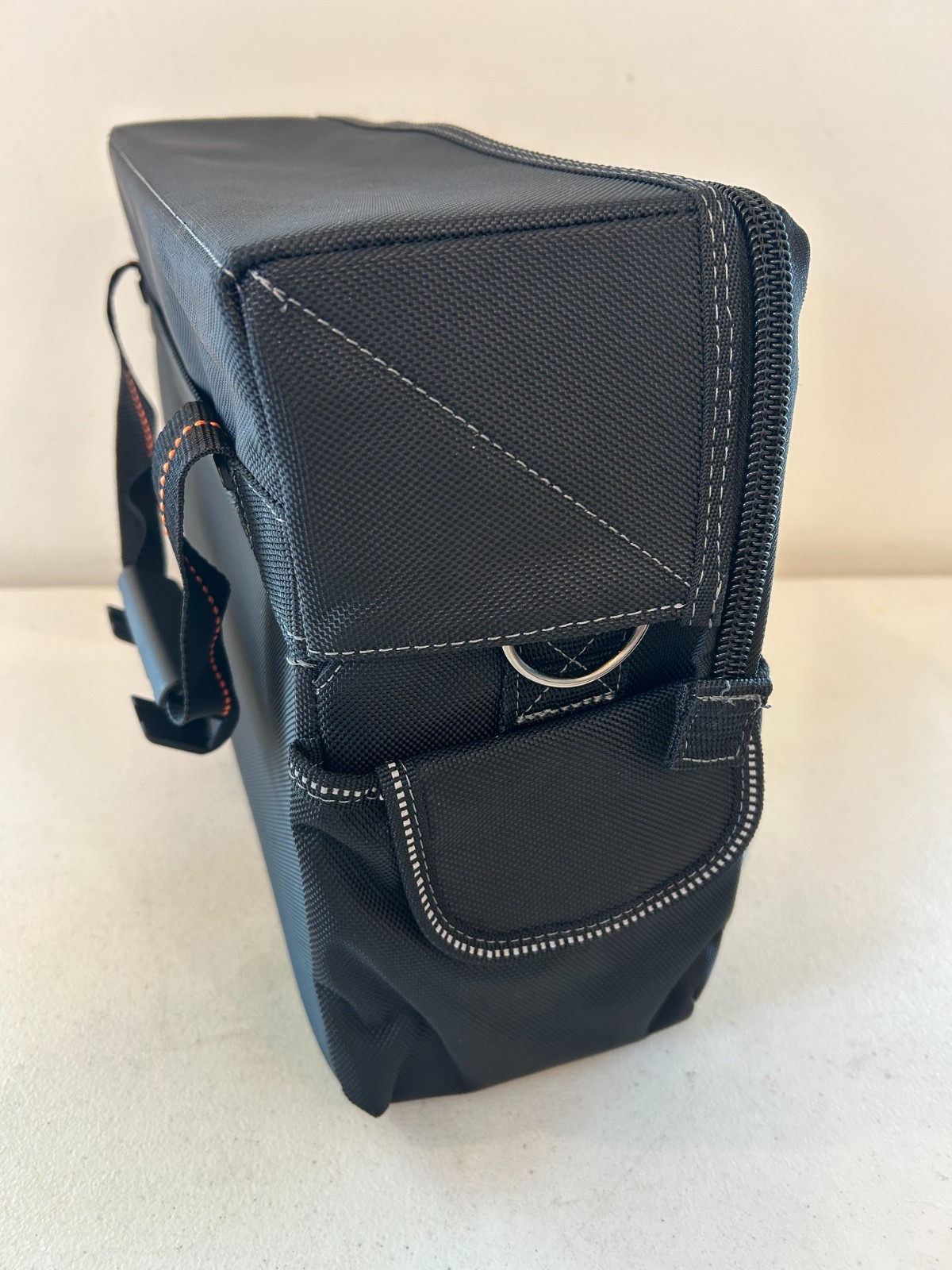 WELKINLAND 15-Pockets Electrician Tool Box Shoulder Tote Bag Large Black Orange
