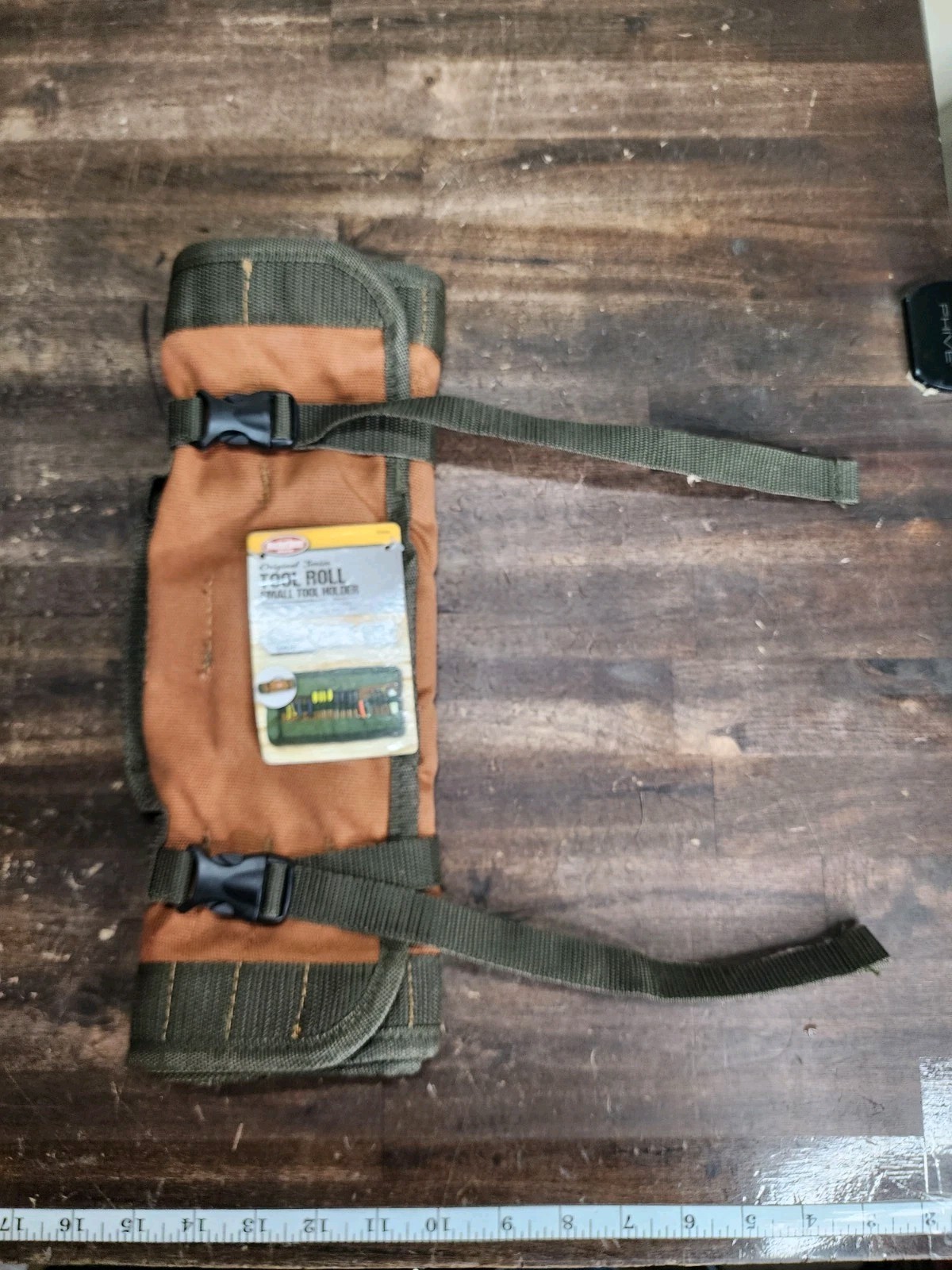Heavy Duty Canvas Tool Roll Organizer with 25 Pockets and Quick Release Buckles