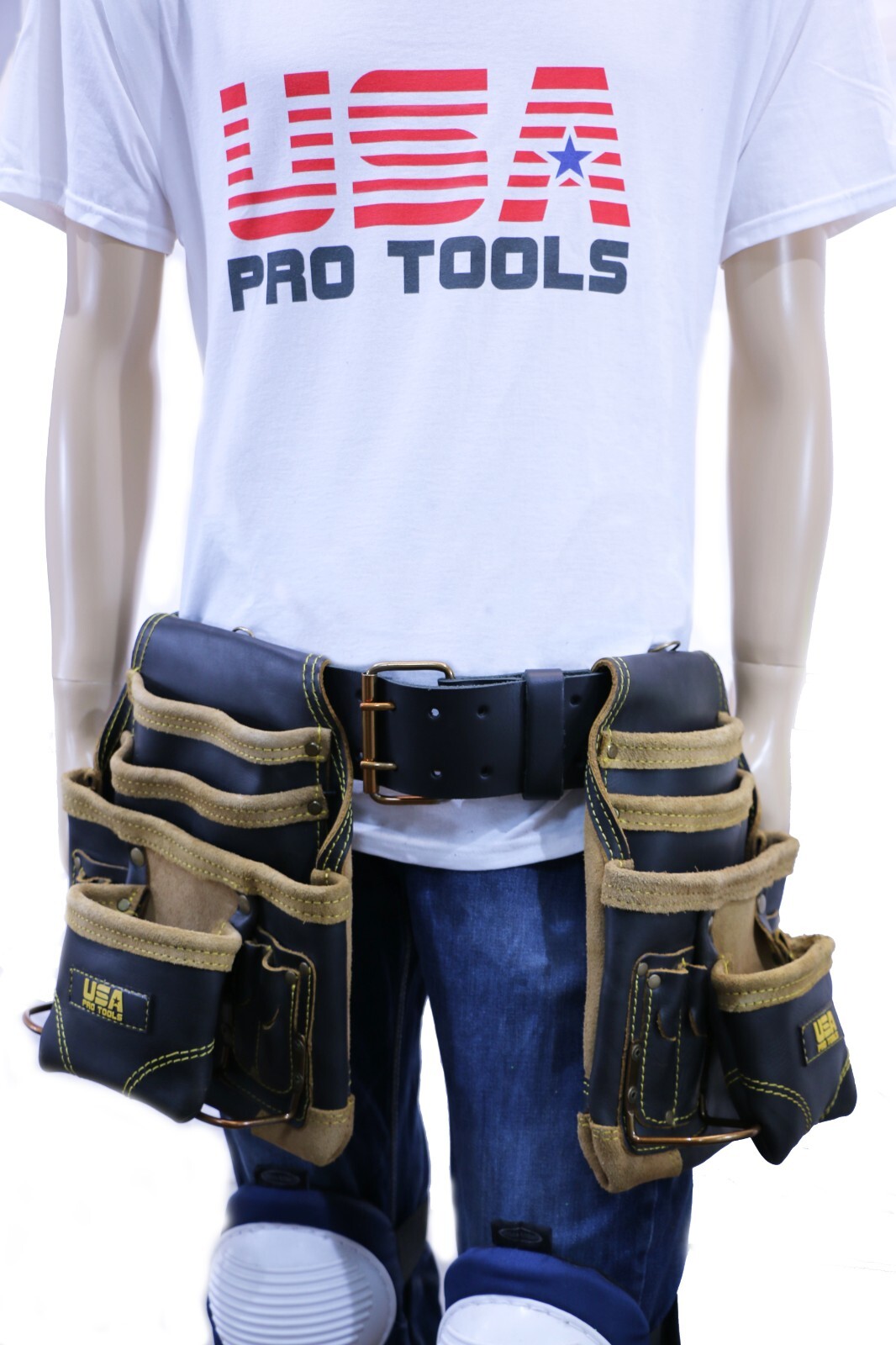 13 POCKET TOP GRAIN LEATHER FRAMER CARPENTER FASTENER TOOL BAG BELT TOOL RIG SET