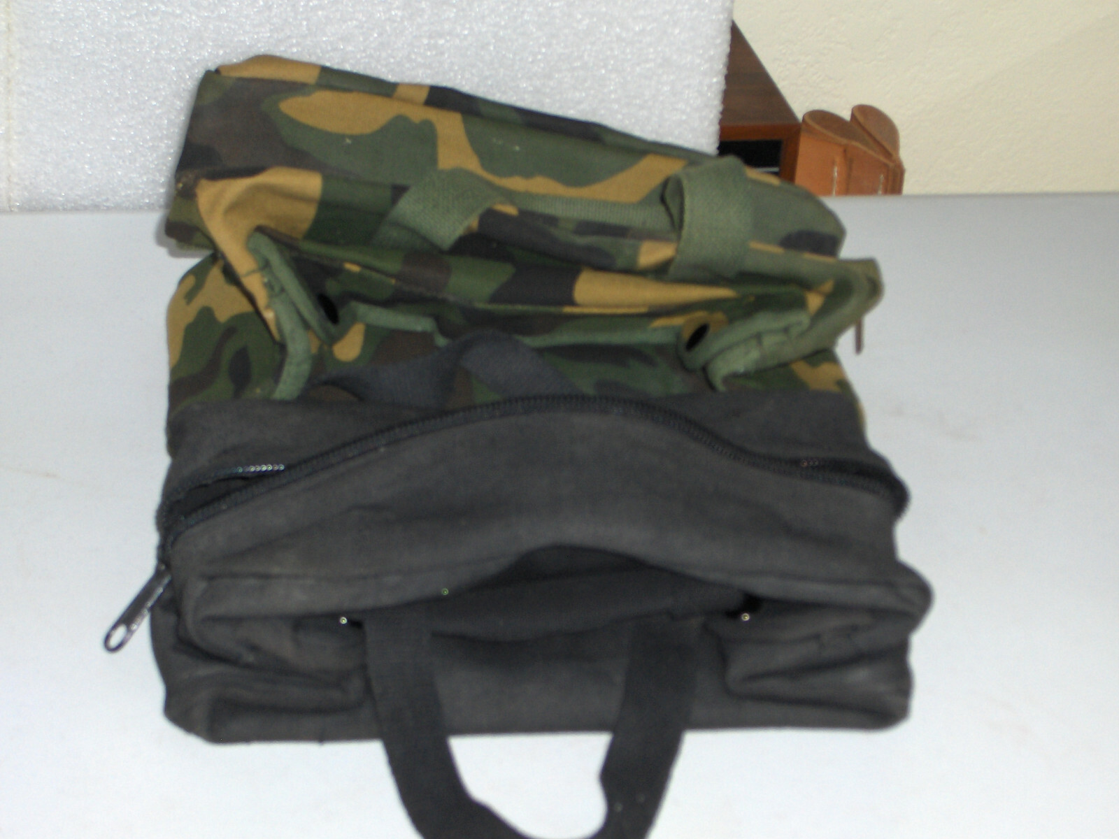 (2)TEXSPORT Cotton Canvas Tool Bag,2 Pockets,11″x6″x7″,11820, Black and Camo.