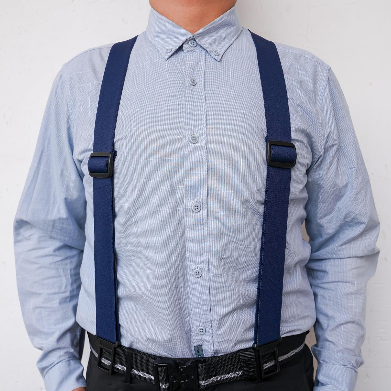KUNN Men’s 1.5 inch Adjustable Y Back Extra Long Length, Blue
