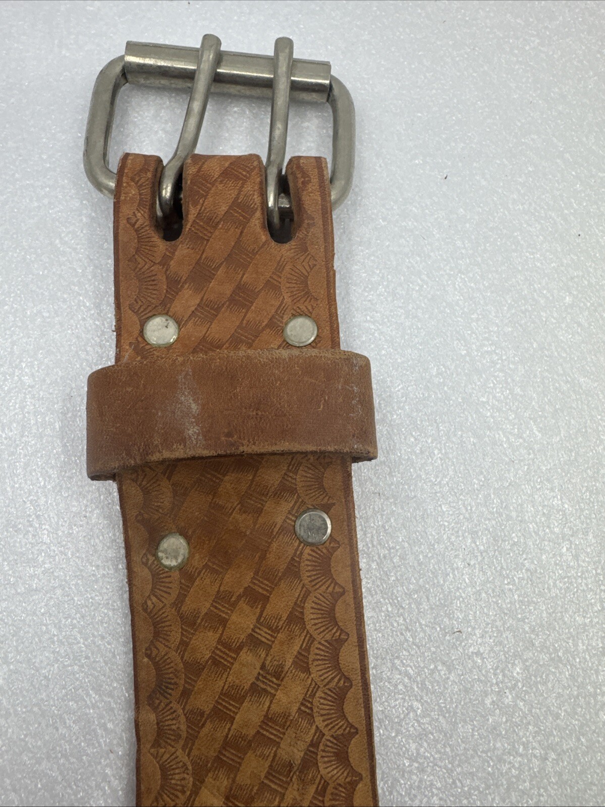 Vintage CRAFTSMAN SADDLE LEATHER Tool Belt 2” – 2.75” Fits 28”- 46” 40473 Mexico