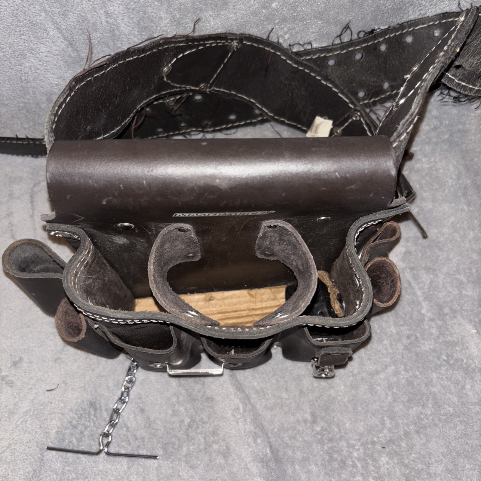 Black Leather Masterforce Tool Pouch Tape Holder Electricion & Construction 🔥