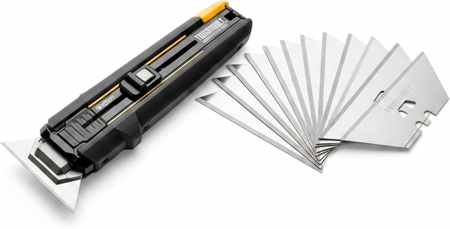 ToughBuilt – Scraper Utility Knife & 30-Pack Replacement Blades Bundle
