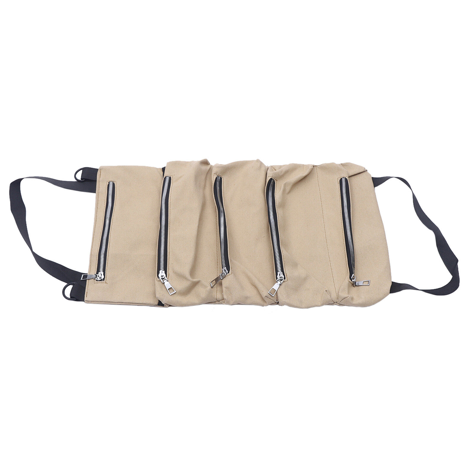 Scratch Resistant Roll Bag Heavy Duty Canvas Roll Up Tool Bag with 5 Pockets