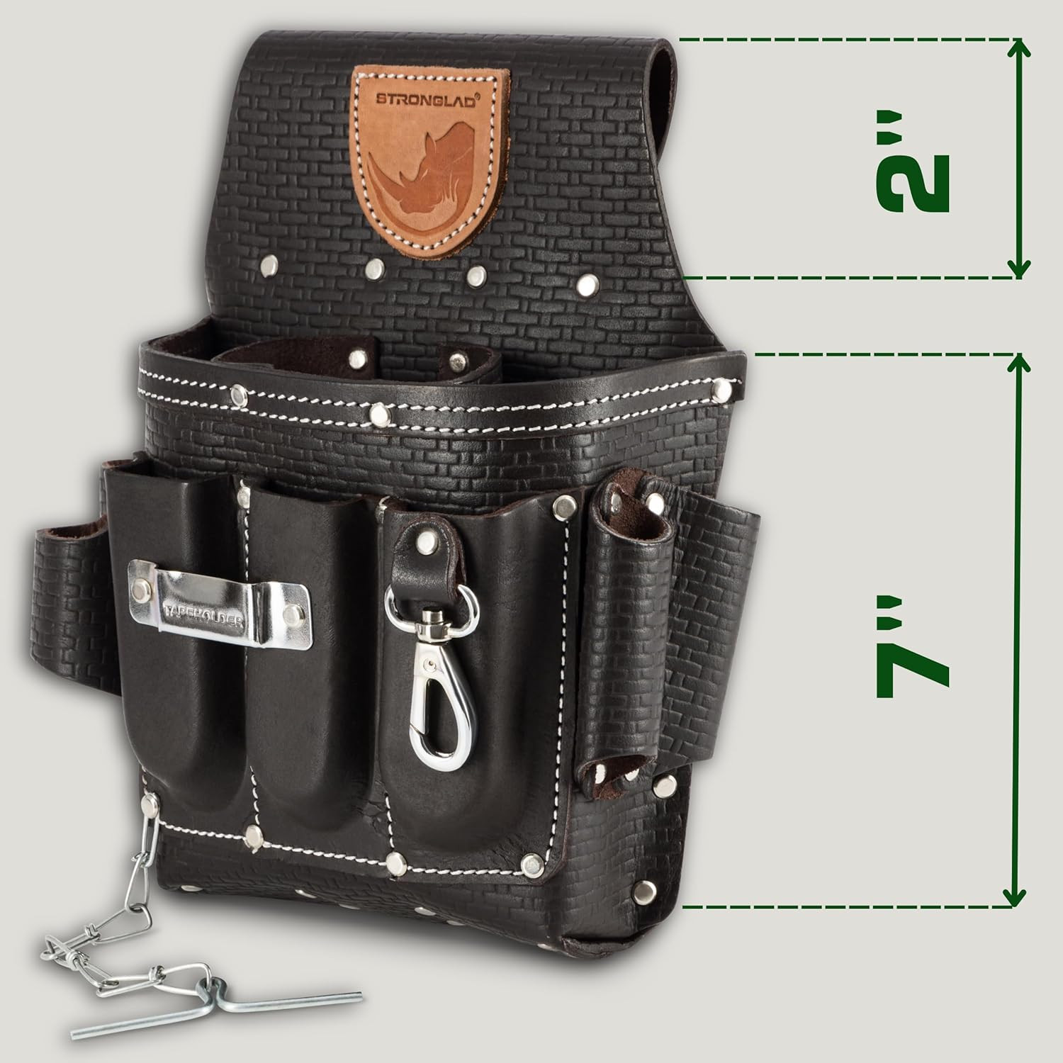 Heavy Duty Electricians Tool Belt – 13 Pocket Top Grain Leather Pouch, Adjustabl