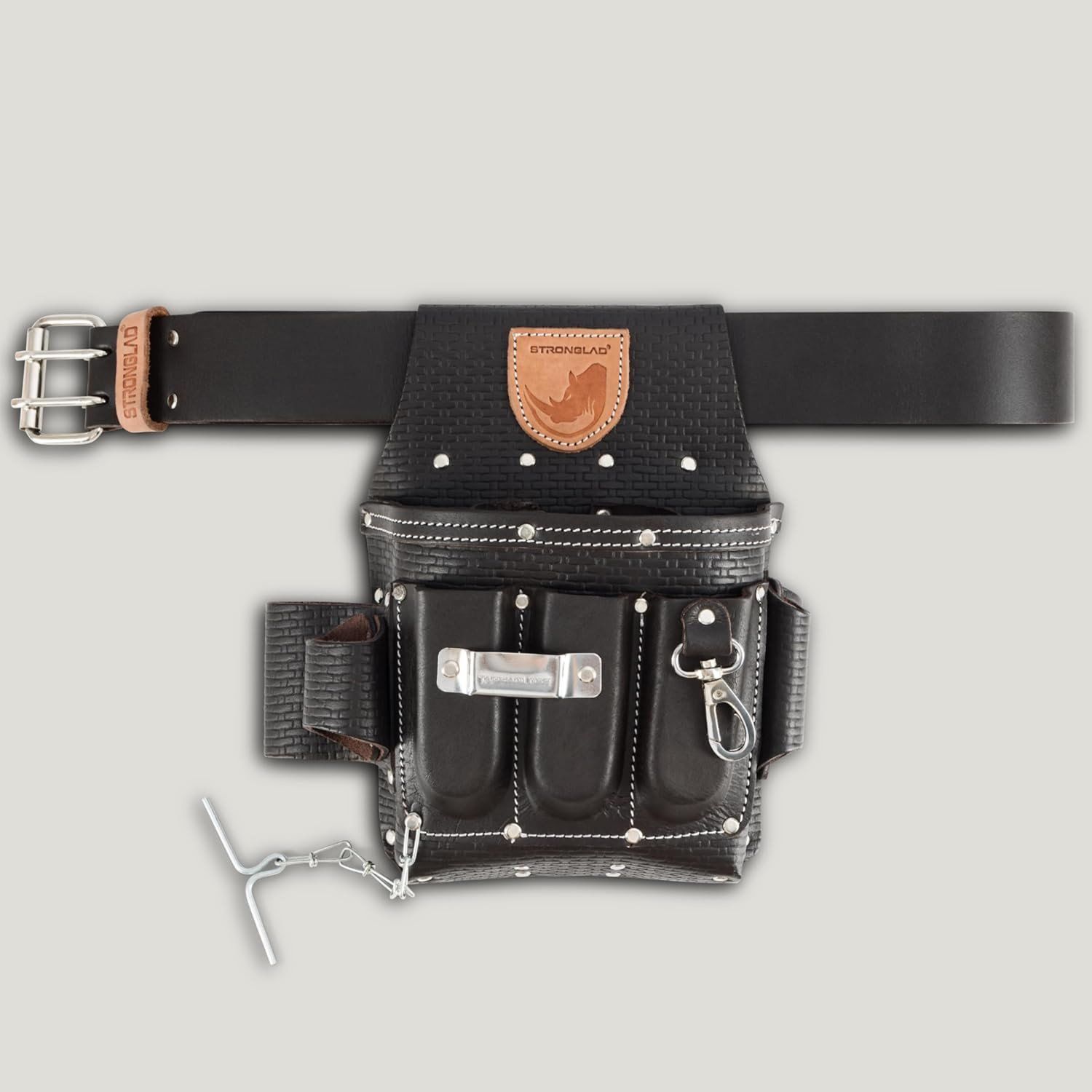 Heavy Duty Electricians Tool Belt – 13 Pocket Top Grain Leather Pouch, Adjustabl