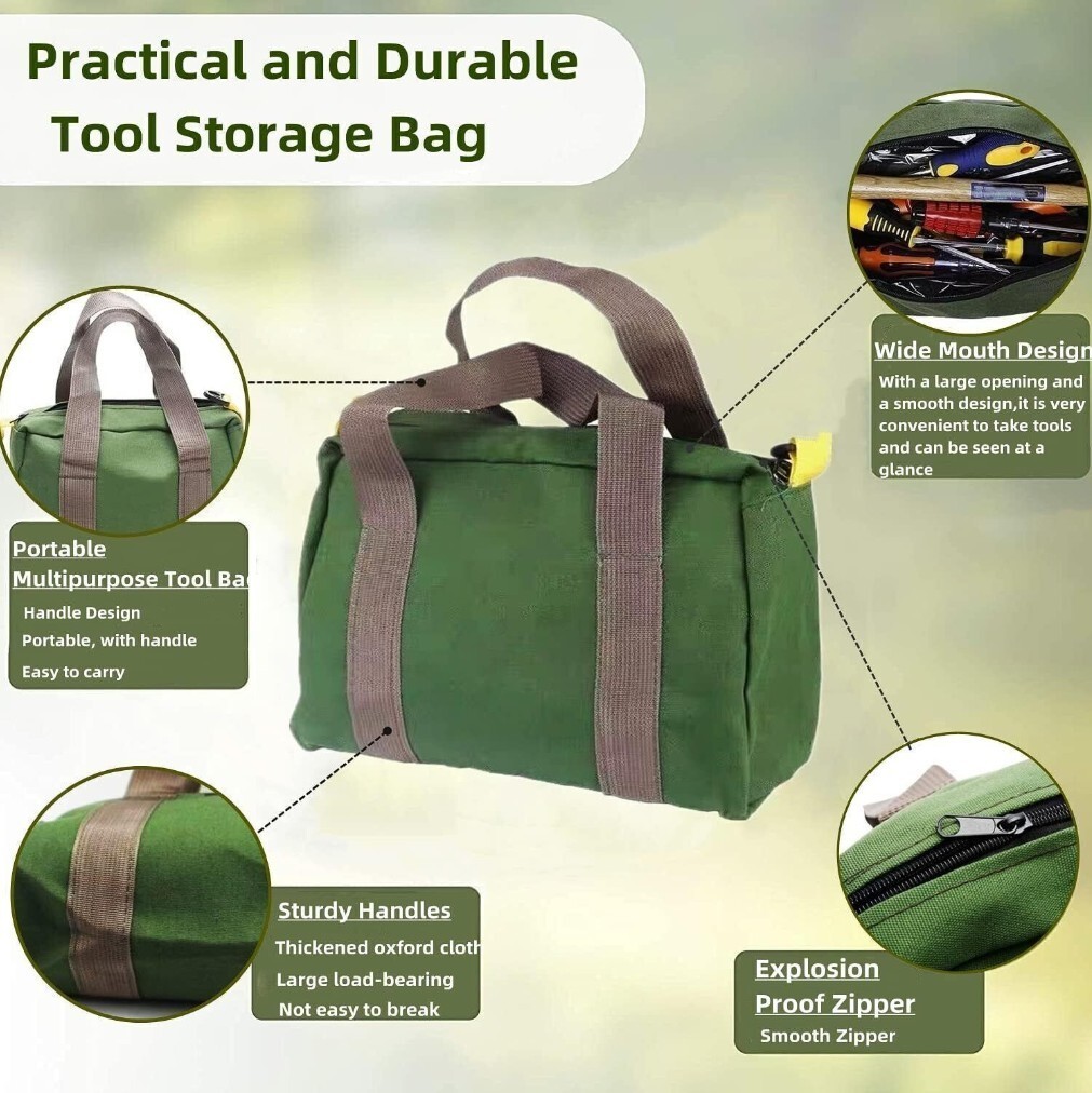 16 Inch Waterproof Tool Bag Portable Storage Toolkit Hand Heavy Case Canvas Duty