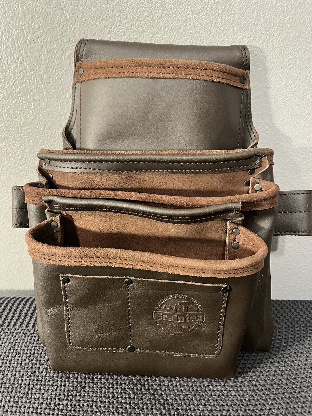 Graintex Leather Tool Pouch 5 Pocket Tanned Leather Brown Belt Pouch