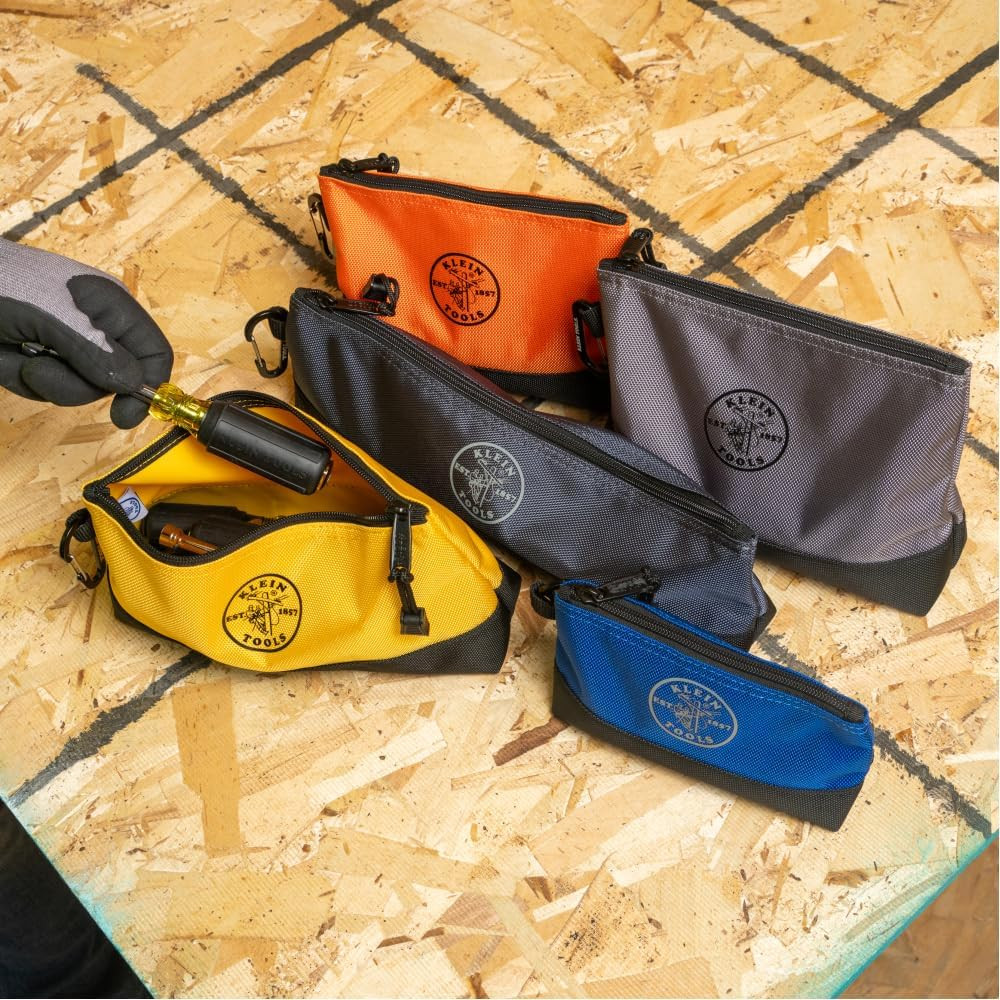 55569 Stand-Up Zipper Bag Tool Pouch with Carabiners, Reinforced Gusseted Bottom
