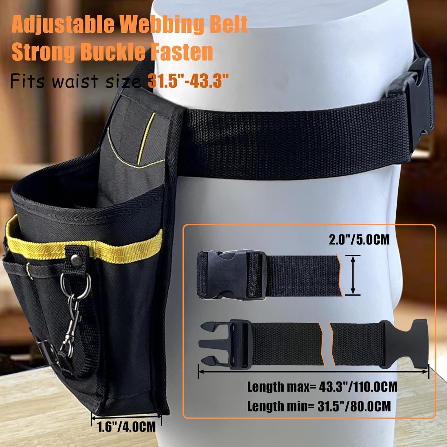 Utility Tool Belt, Work Bag Organizer, Electrician Tool Pouch for Men, Multi-…