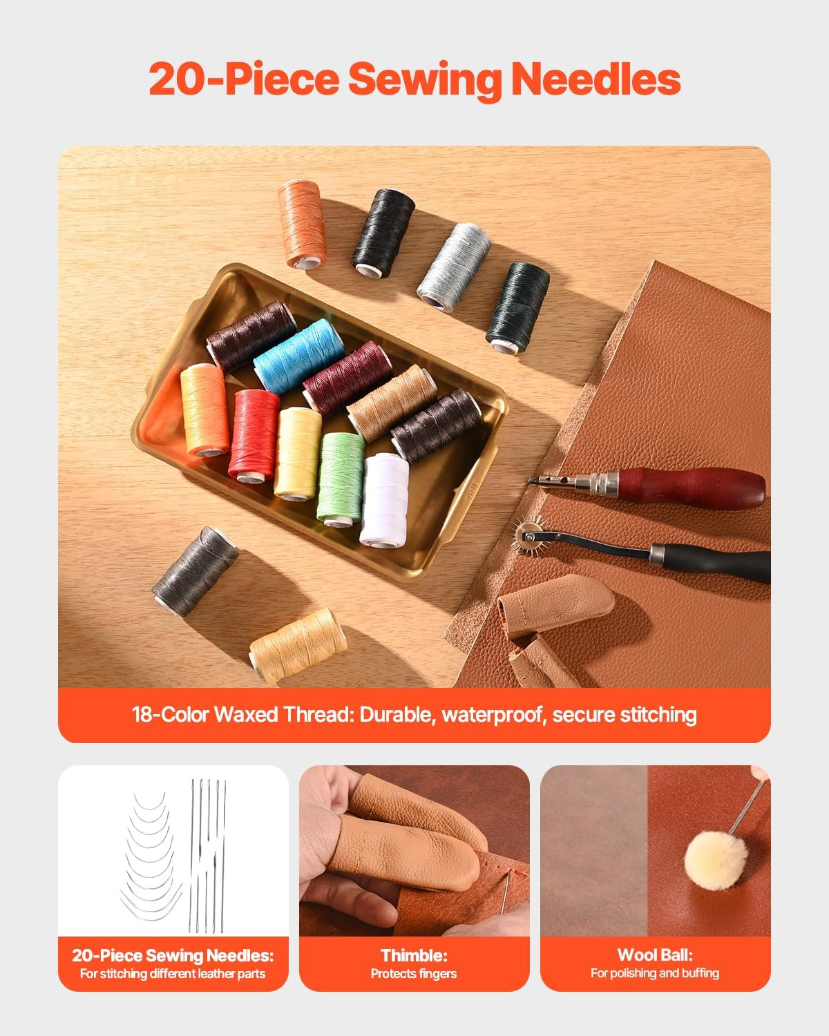 VEVOR Leather Working Tools Kit, 92 PCS with Portable Leather Storage Bag, Engra