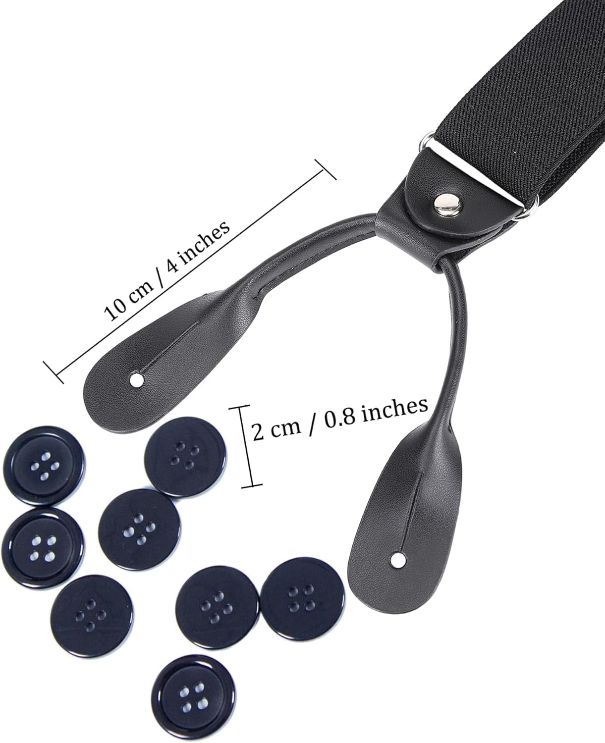 Kajeer Men Button Suspenders Adjustable, Heavy Duty Y-Back Elastic Black
