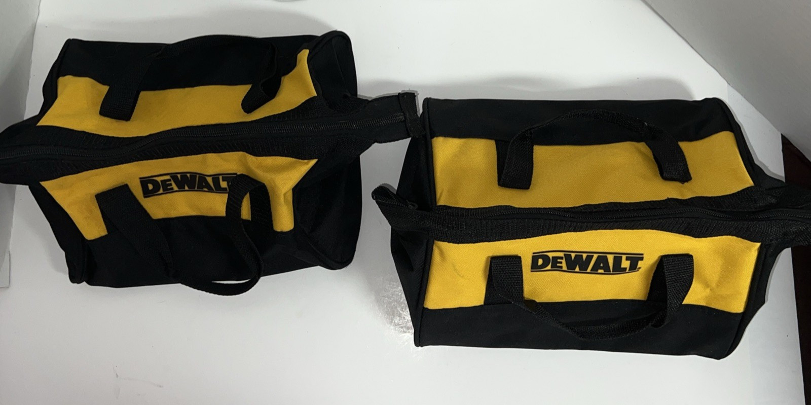 2 PC DEWALT THICK NYLON CONTRACTOR TRADESMAN TOOL CARRY BAG TOTE 11″ X 9″ X 7″