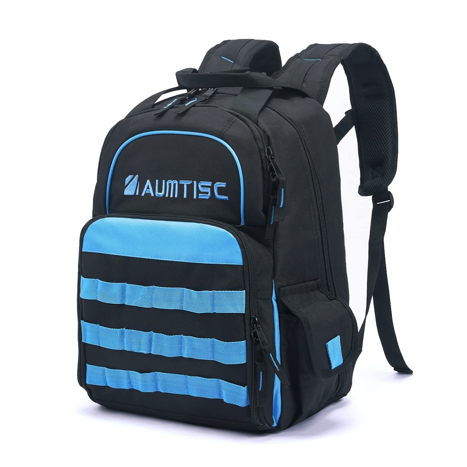 AUMTISC Tool Bag Backpack for Men, Heavy-Duty Tools Storage Organizer L, Blue