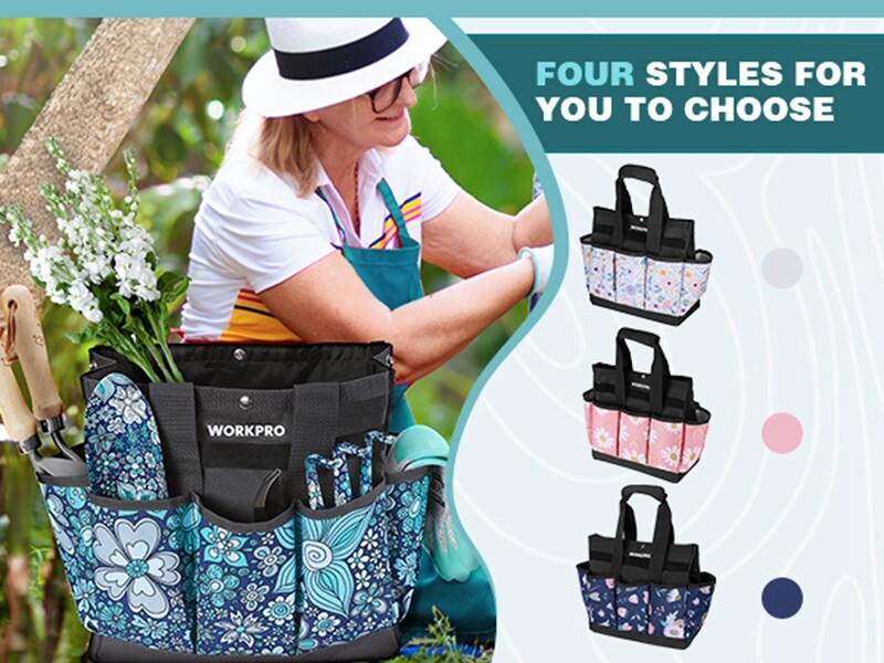 WORKPRO Garden Tool Bag Garden Tote Bag w/9 Pockets Heavy Duty Oxford Garden Bag