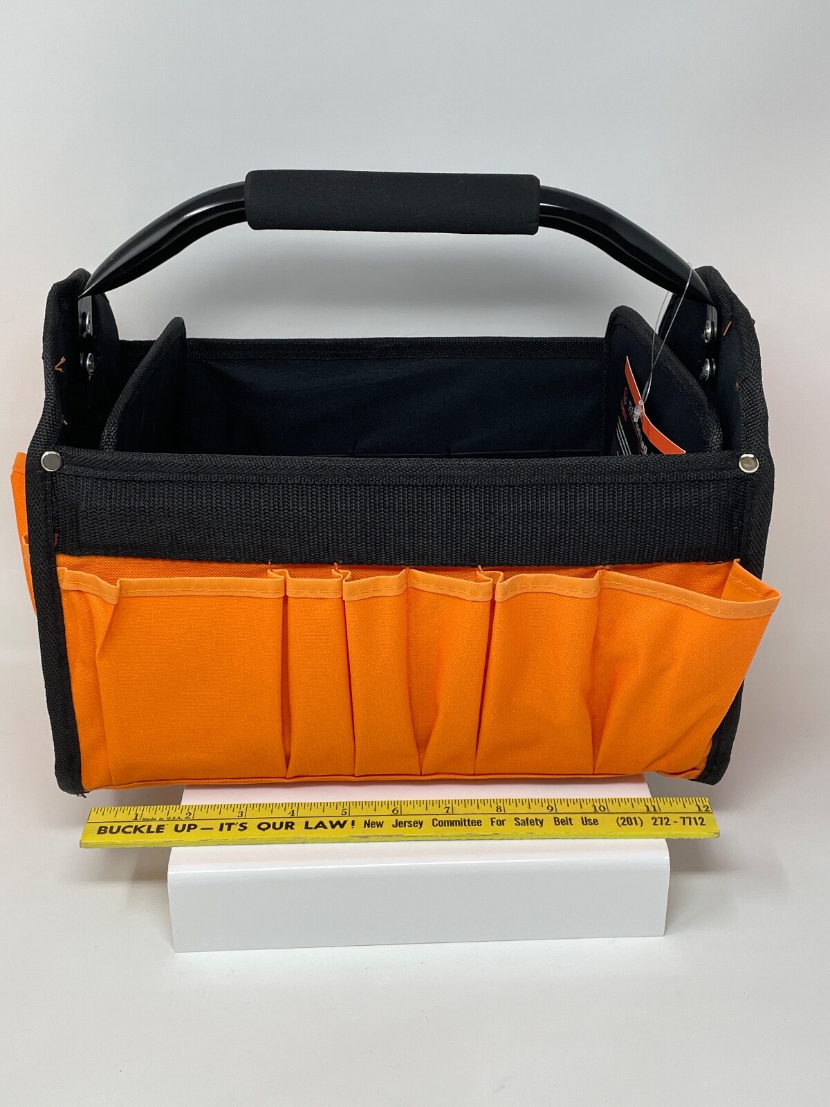 Collapsible Tool Bag, Exterior Pockets, Foam Padded Handle, Orange Torelli Tools