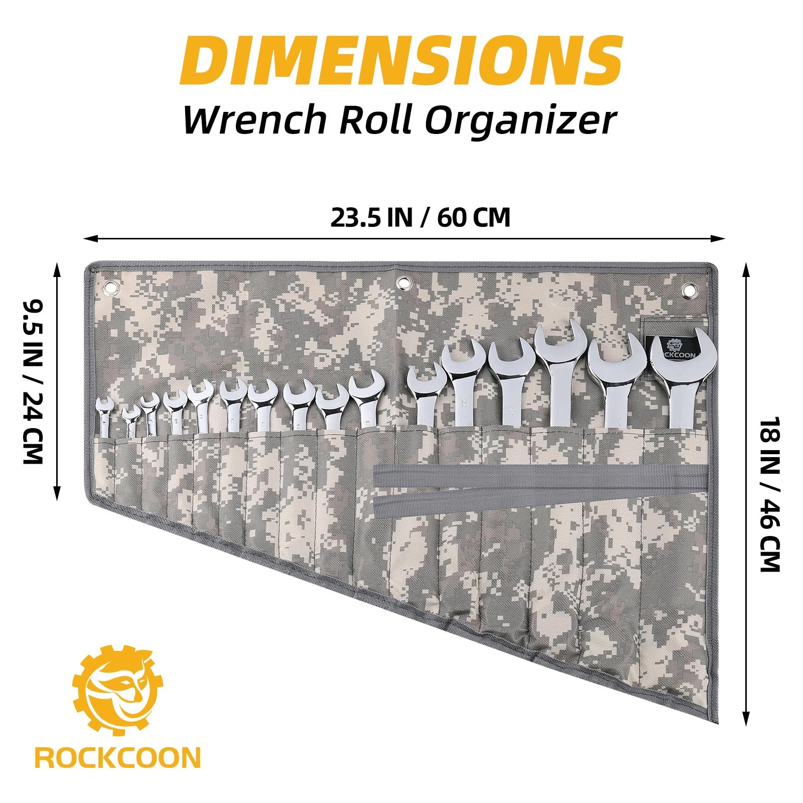 16 Pocket Wrench Roll Organizer Waterproof Oxford Cloth Camouflage Tool Bag