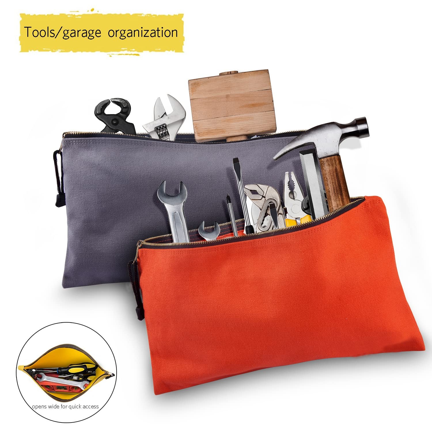 Heavy Duty Canvas Tool Bag Organizer – 7 Pack Zipper Utility Pouches in Assor…