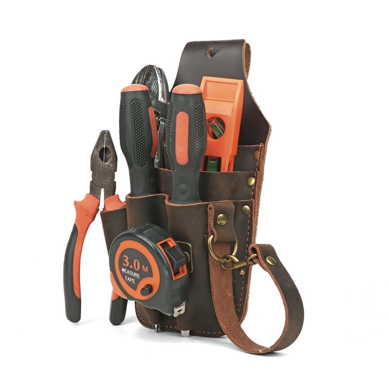 TOURBON Leather Workshop Heavy Duty Tools Belt Holster Utility Electrician Pouch