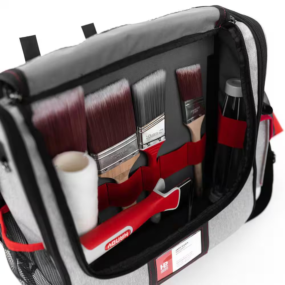15 In. 4-Pocket Gray Waterproof Painter’S Tool Bag