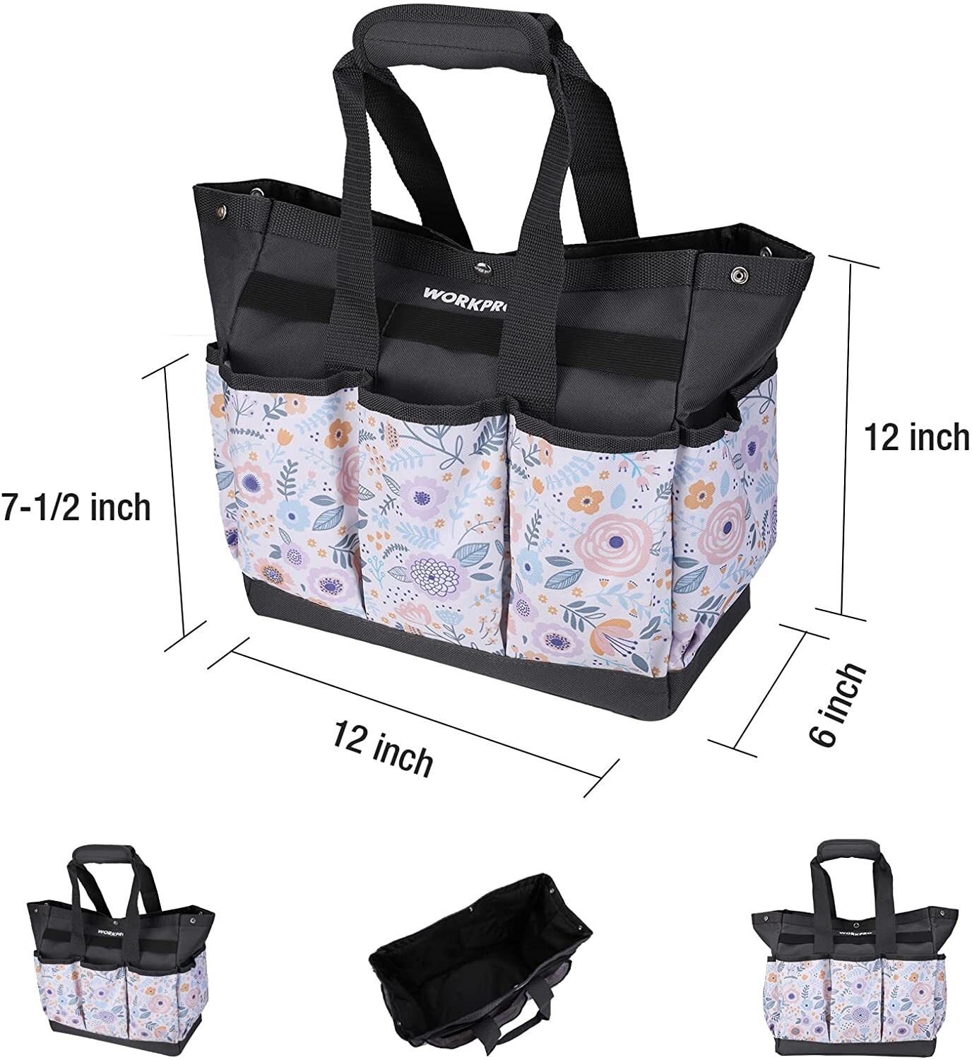 WORKPRO Pink/White Garden Tool Bag Heavy Duty Oxford Garden Tool Storage Bag NEW