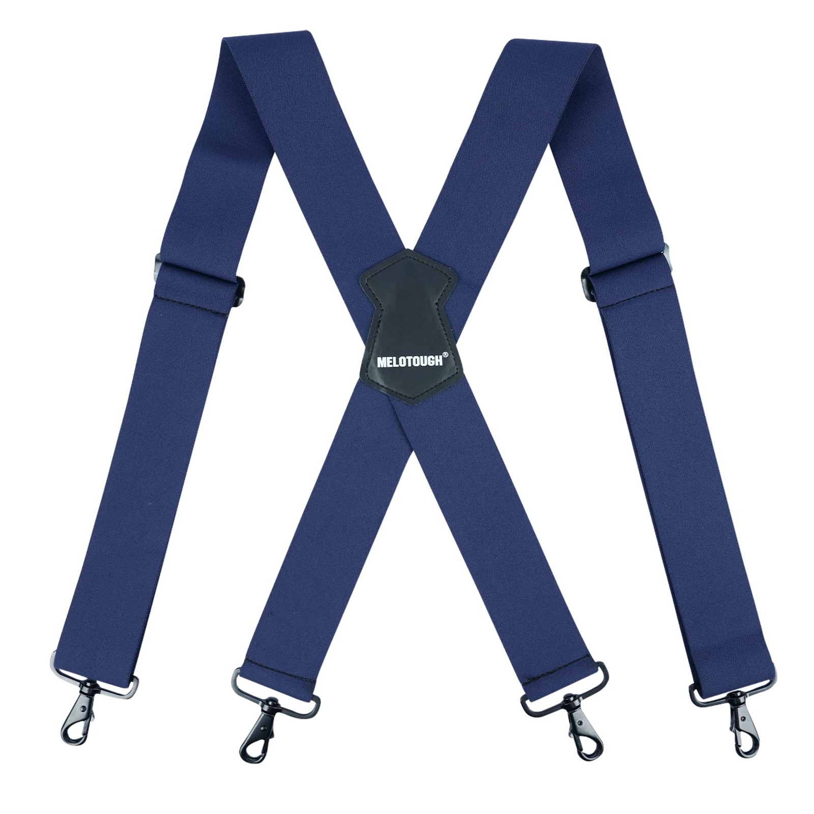 MELOTOUGH Men’s Suspenders Fully Elastic 2 Inch Wide X-Back 2 inch, Navy Blue