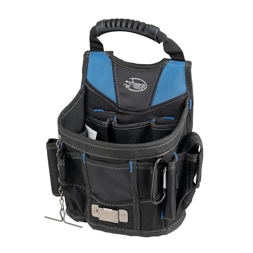 Durable Black Utility Tool Pouch with 12 Pockets and Heavy Duty Waist Belt