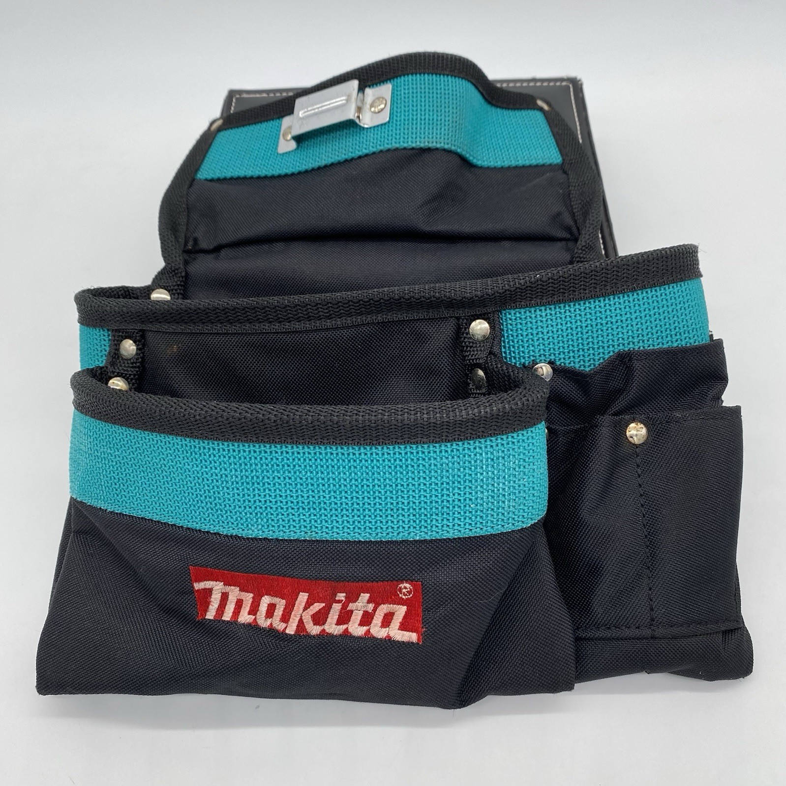 Premium Makita Heavy DutyTool Pouch (No Belt) w/ metal tool Hanger, Teal/Black