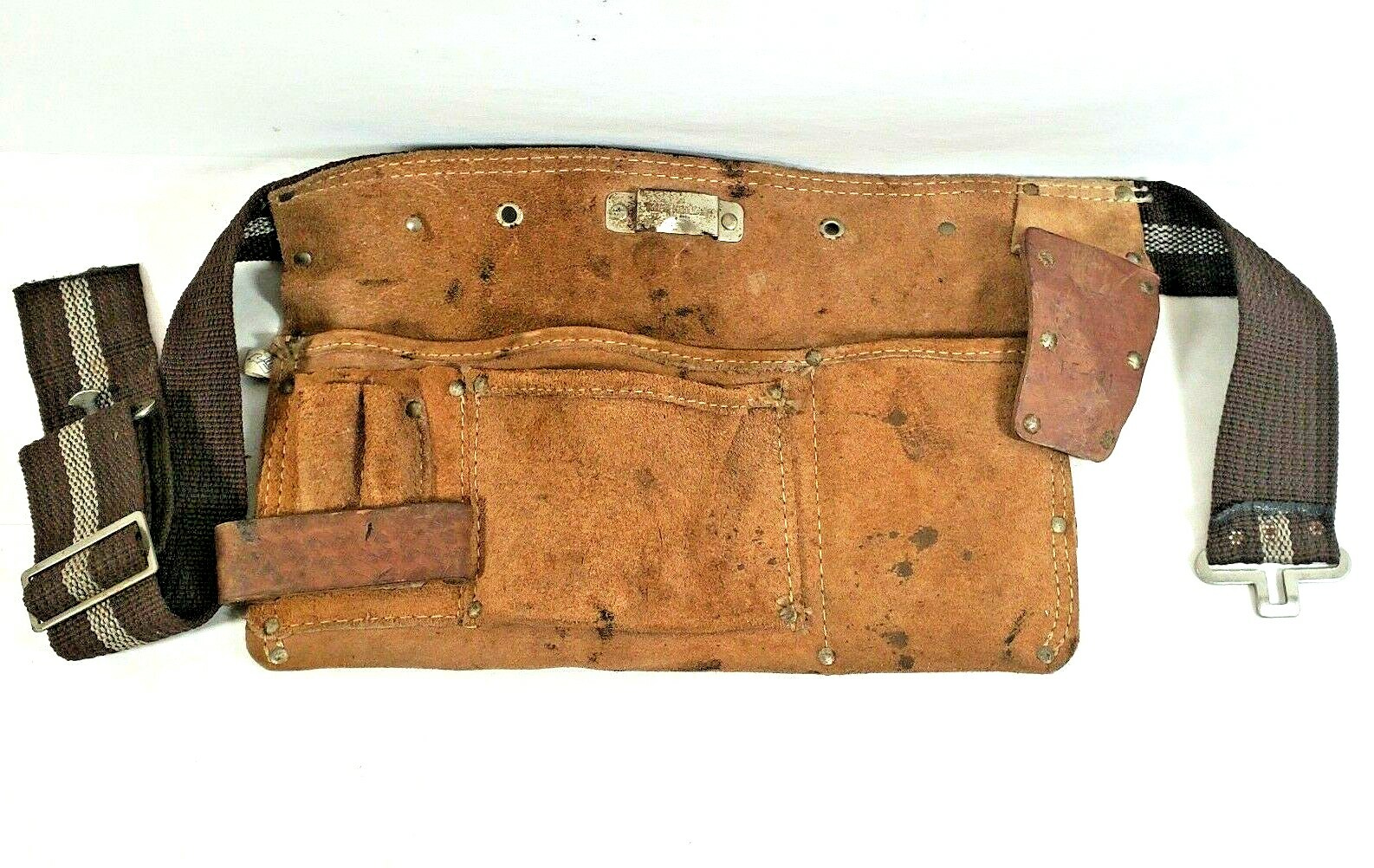 Leather Tool Belt Soft Leather 5 Pouches / Holders and Tool Loops Adjust Belt