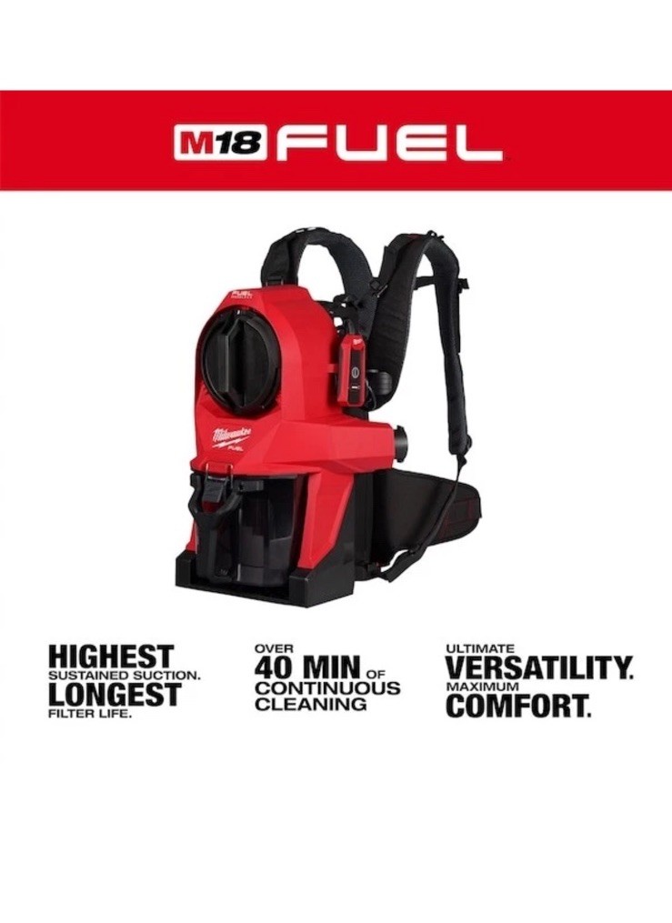Milwaukee Tool 0895-20 Backpack Vacuum, 18 In H, 16 Lb