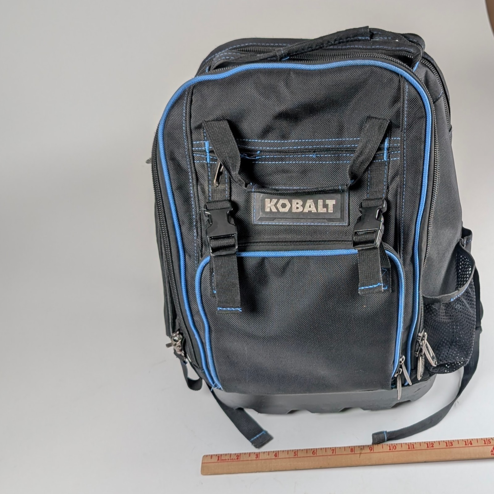 Kobalt Heavy Duty Tool Backpack Black Blue Molded Base Organizer Bag