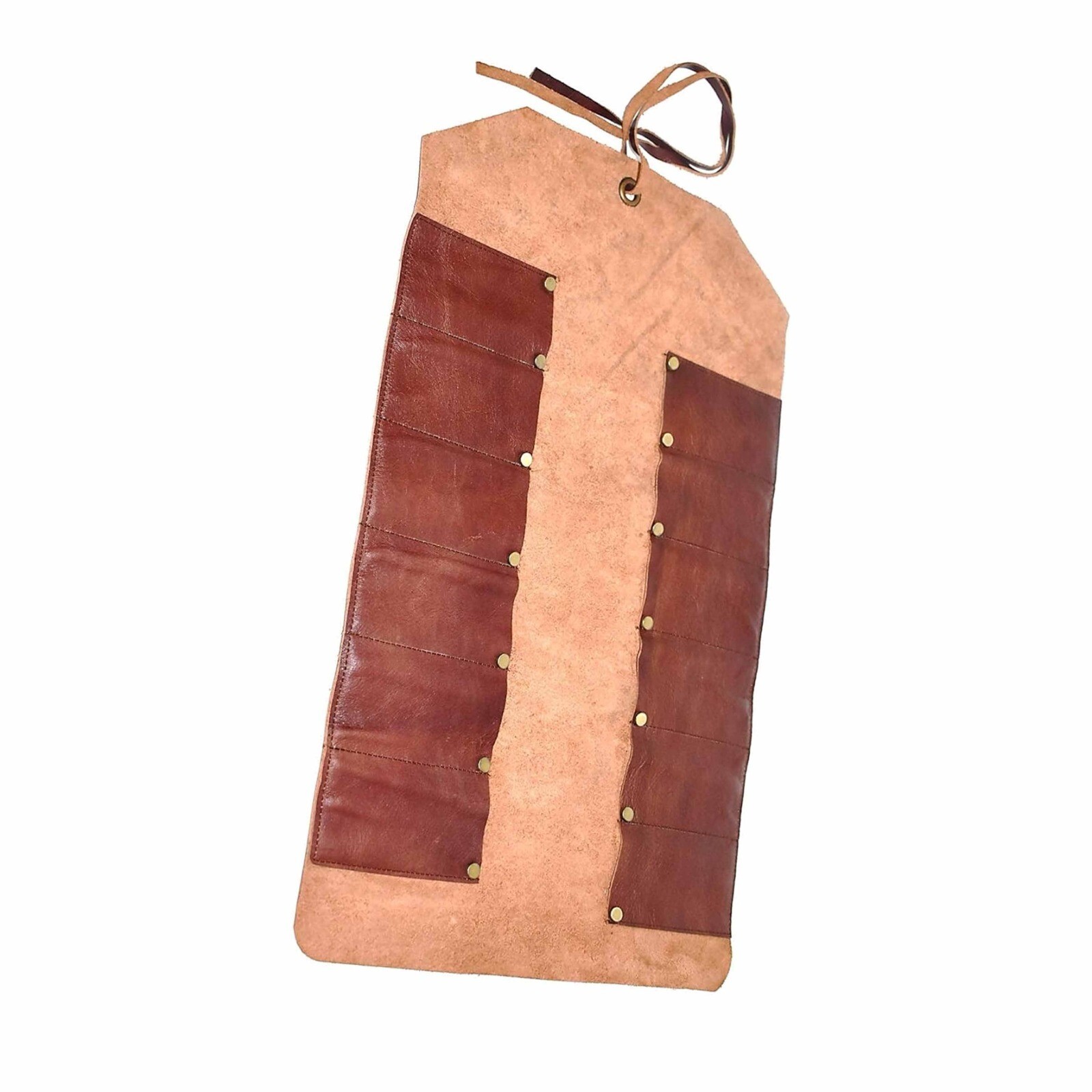 12 Pocket Leather Tool Roll – Mechanics Organizer Bag for Wrenches & Tool